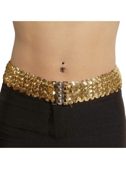 CEINTURE ELASTIQUE PAILLETTES OR 