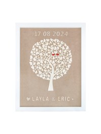 HOLZRAHMEN BAUM HERZEN 64CM X 82CM