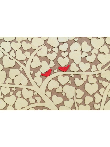 HOLZRAHMEN BAUM HERZEN 64CM X 82CM