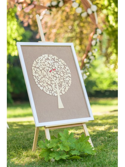 HOLZRAHMEN BAUM HERZEN 64CM X 82CM