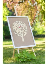 HOLZRAHMEN BAUM HERZEN 64CM X 82CM