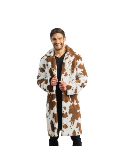 MANTEAU FOURRURE IMPRIME VACHE BRUN ET BLANC HOMME XL