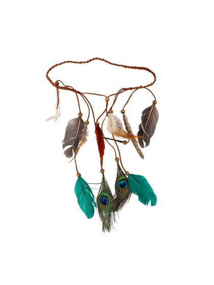 INDIAN HEADBAND PEACOCK FEATHER 
