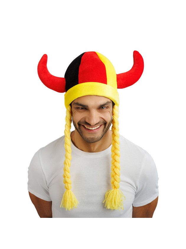 HELM STOFFE HÖRNER UND ZÖPFE FAN ALLEMAGNE 34CM X 4.5CM X 56CM