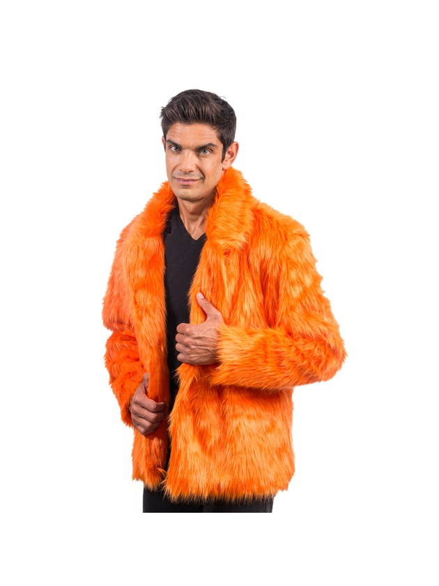 ORANGE FAKE FUR JACKET S