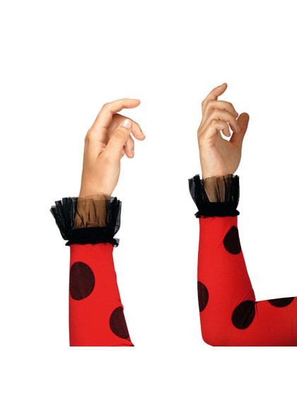 MANCHETTES ROUGE ET POIS NOIRS 