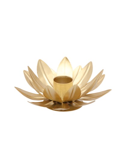 PORTE BOUGIE FLAMBEAU FLEUR DOREE DIA 11.5CM X 5CM