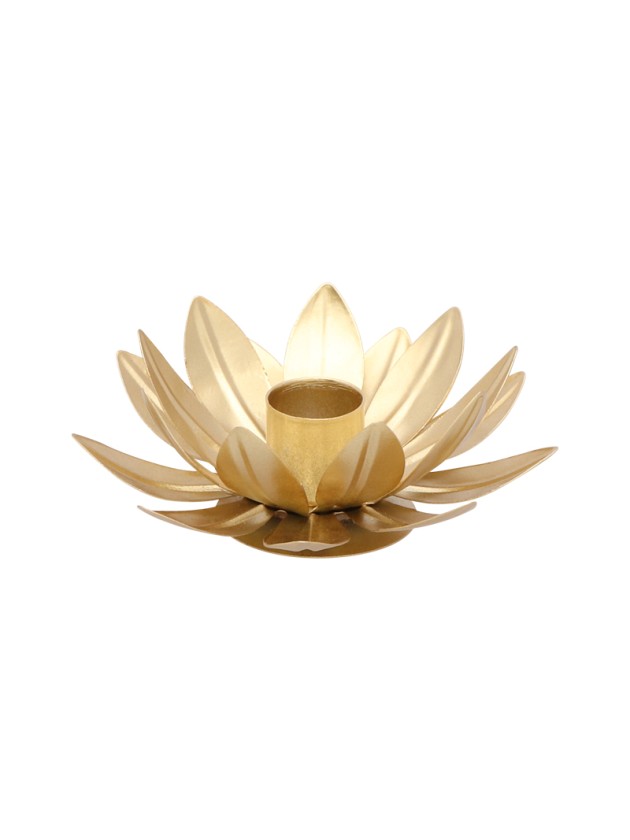 PORTE BOUGIE FLAMBEAU FLEUR DOREE DIA 11.5CM X 5CM