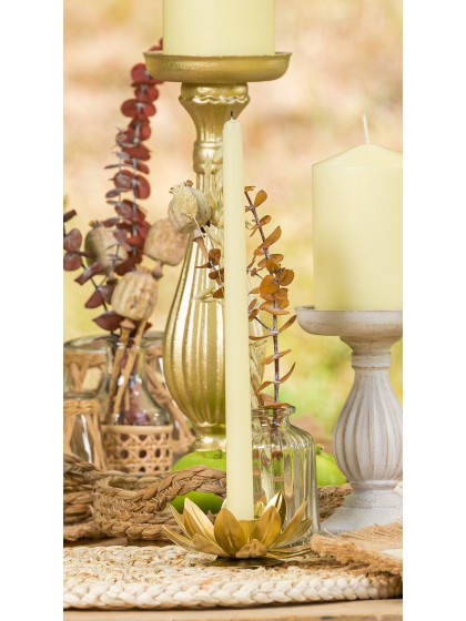 PORTE BOUGIE FLAMBEAU FLEUR DOREE DIA 11.5CM X 5CM