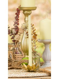 PORTE BOUGIE FLAMBEAU FLEUR DOREE DIA 11.5CM X 5CM