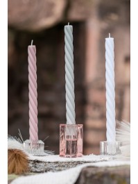 KERZENHALTER FACKELKERZE GLAS SMOOTH ROSA PASTELL 4CM X 4CM X 8CM