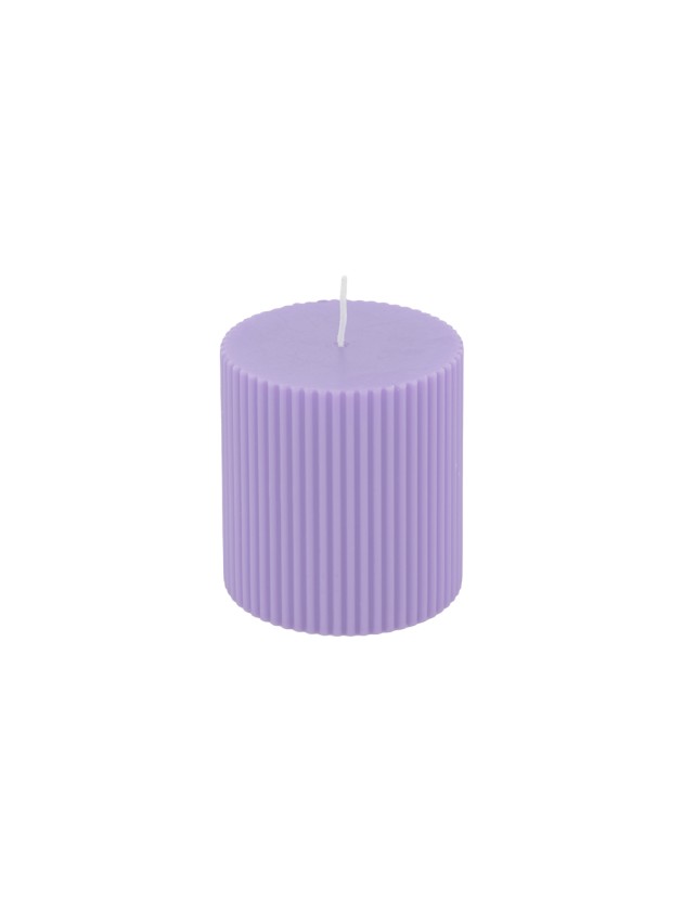 BOUGIE PILIER CANNELEE LILAS DIA 7CM X 7.5CM