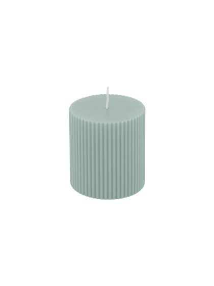 BOUGIE PILIER CANNELEE VERT SAUGE DIA 7CM X 7.5CM