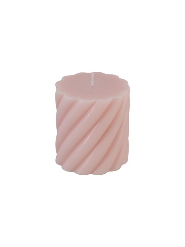 BOUGIE PILIER TORSADE ROSE NUDE DIA 7CM X 7.5CM