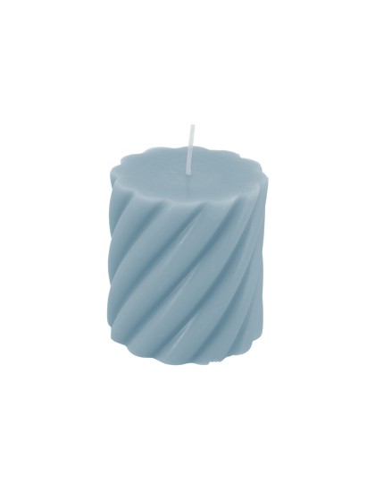 BOUGIE PILIER TORSADE BLEU ACIER DIA 7CM X 7.5CM