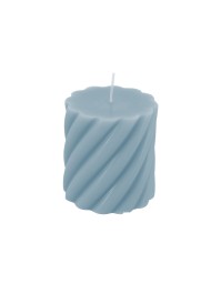 STEEL BLUE SPIRAL PILLAR CANDLE DIA 7CM X 7.5CM