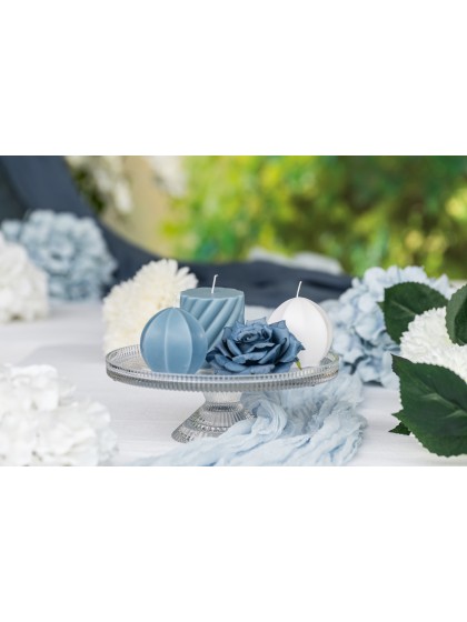 BOUGIE PILIER TORSADE BLEU ACIER DIA 7CM X 7.5CM
