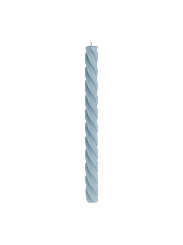 SET 2 BOUGIES FLAMBEAU TORSADE BLEU ACIER DIA 2.2CM X 26CM