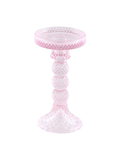 WATER PINK GLASS CANDLEHOLDER MACARENA BIG SIZE DIA 8.8CM X 16.7CM