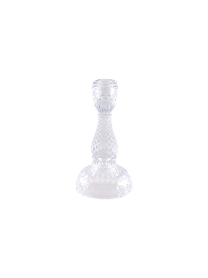 BOUGEOIR FLAMBEAU VERRE TRANSPARENT SYMPHONIE PM DIA 8.3CM X 16.3CM