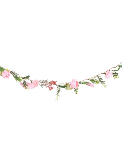 GIRLANDE BLUMEN ROSE/VERT 120CM