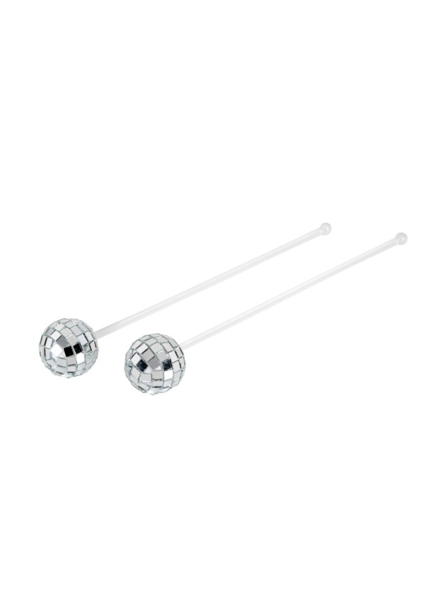 2 MELANGEURS A COCKTAIL BOULE A FACETTES 3CM X 3CM X 16.5CM HT