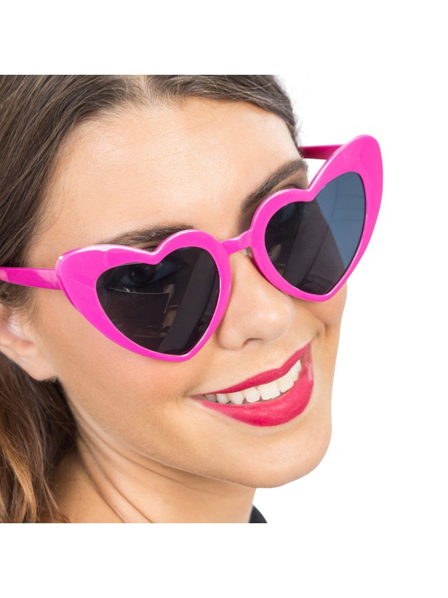 FUCHSIA PINK HEART GLASSES 15CM X 14.5CM X 6CM