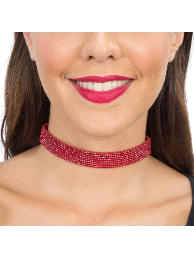 RED DIAMOND CHOKER NECKLACE 40CM X 1.7CM