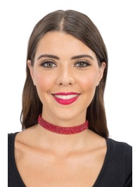 HALSKETTE RAS AUS HALS STRASS ROT 40CM X 1.7CM