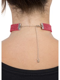 HALSKETTE RAS AUS HALS STRASS ROT 40CM X 1.7CM