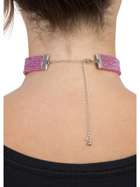 HALSKETTE RAS AUS HALS STRASS ROSA 40CM X 1.7CM