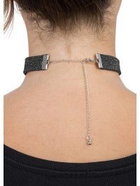 HALSKETTE RAS AUS HALS STRASS SCHWARZ 40CM X 1.7CM