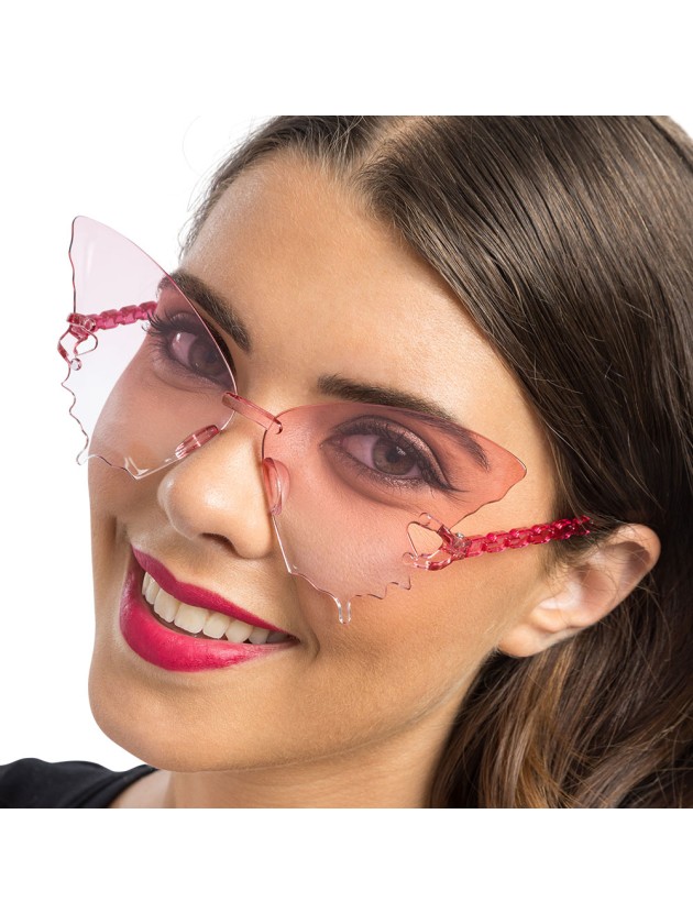 PINK PLASTIC BUTTERFLY GLASSES 15CM X 15CM X 6.5CM