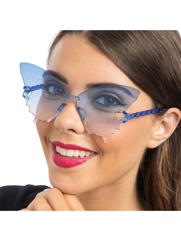BRILLE KUNSTSTOFF SCHMETTERLEINENG GETONTE GLASER BLAU 15CM X 15CM X 6.5CM