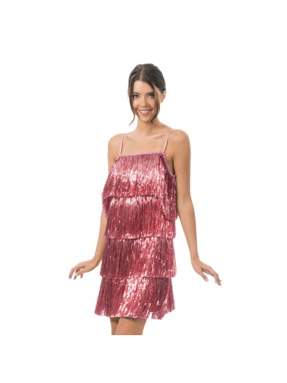 KLEID GLITZERND FRANSENS ROSA M
