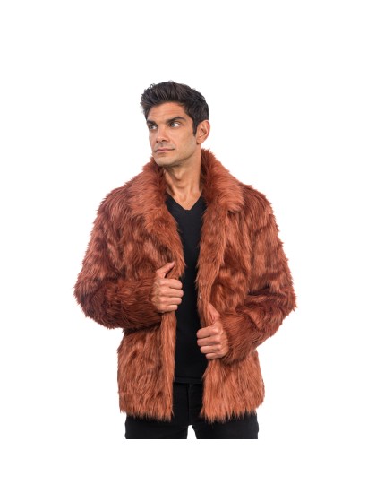 BROWN FAKE FUR JACKET XL