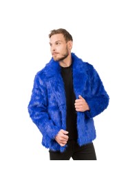 MANTEL KUNSTFELL BLAU XL