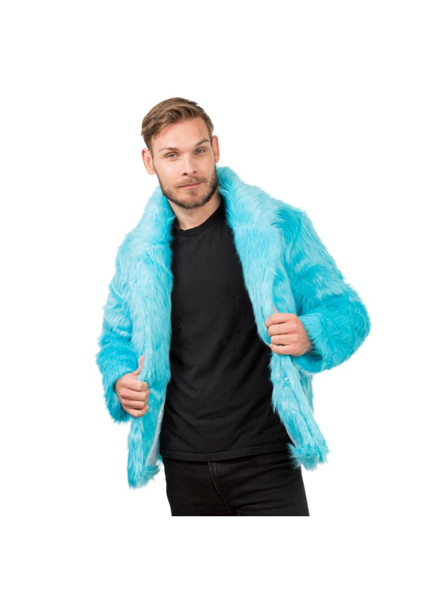 MANTEL KUNSTFELL BLAU AQUA M