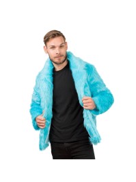 MANTEL KUNSTFELL BLAU AQUA M