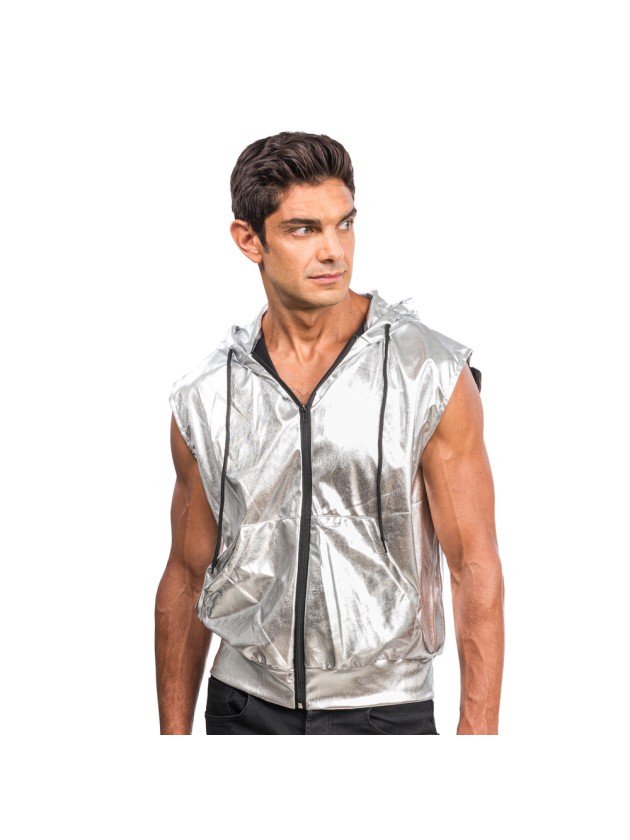 JACKE OHNE MANCHE KAPUZE SILBER L