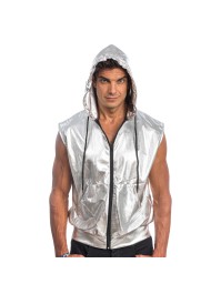 JACKE OHNE MANCHE KAPUZE SILBER L