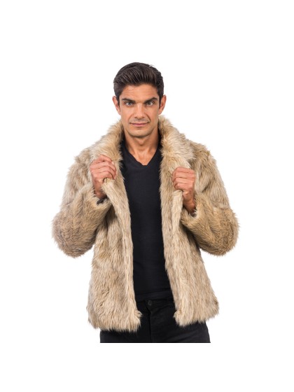 NATURAL FAKE FUR JACKET M