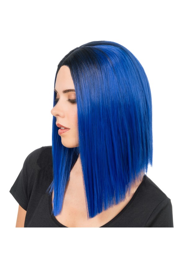 AYA BLUE AND BLACK HAIR WIG 40CM