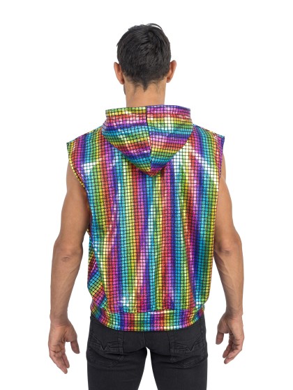 MULTICOLOR SLEEVELESS JACKET WITH HOOD M