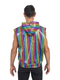 MULTICOLOR SLEEVELESS JACKET WITH HOOD M