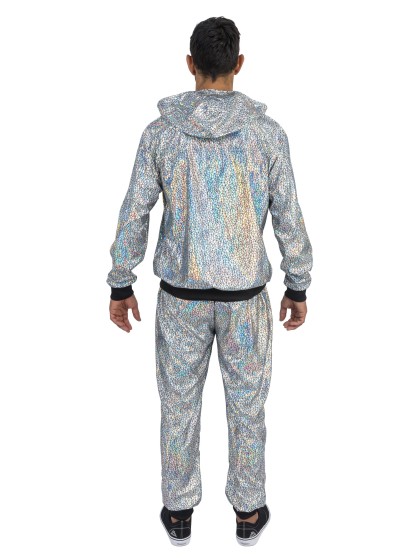 IRIDESCENT SILVER GEOMETRICAL TRACKSUIT 2 PIECES L