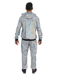 IRIDESCENT SILVER GEOMETRICAL TRACKSUIT 2 PIECES M