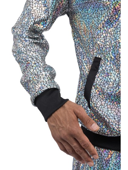 IRIDESCENT SILVER GEOMETRICAL TRACKSUIT 2 PIECES M