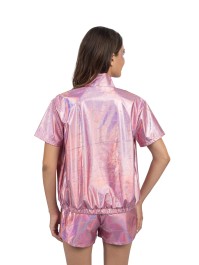 IRIDESCENT PINK JACKET AND SHORT SET 2 PIECES L