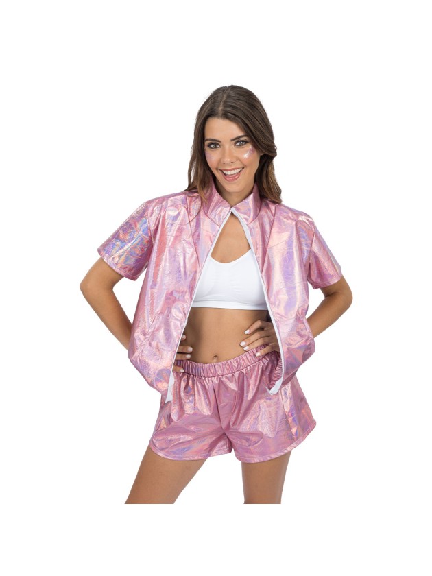 IRIDESCENT PINK JACKET AND SHORT SET 2 PIECES M